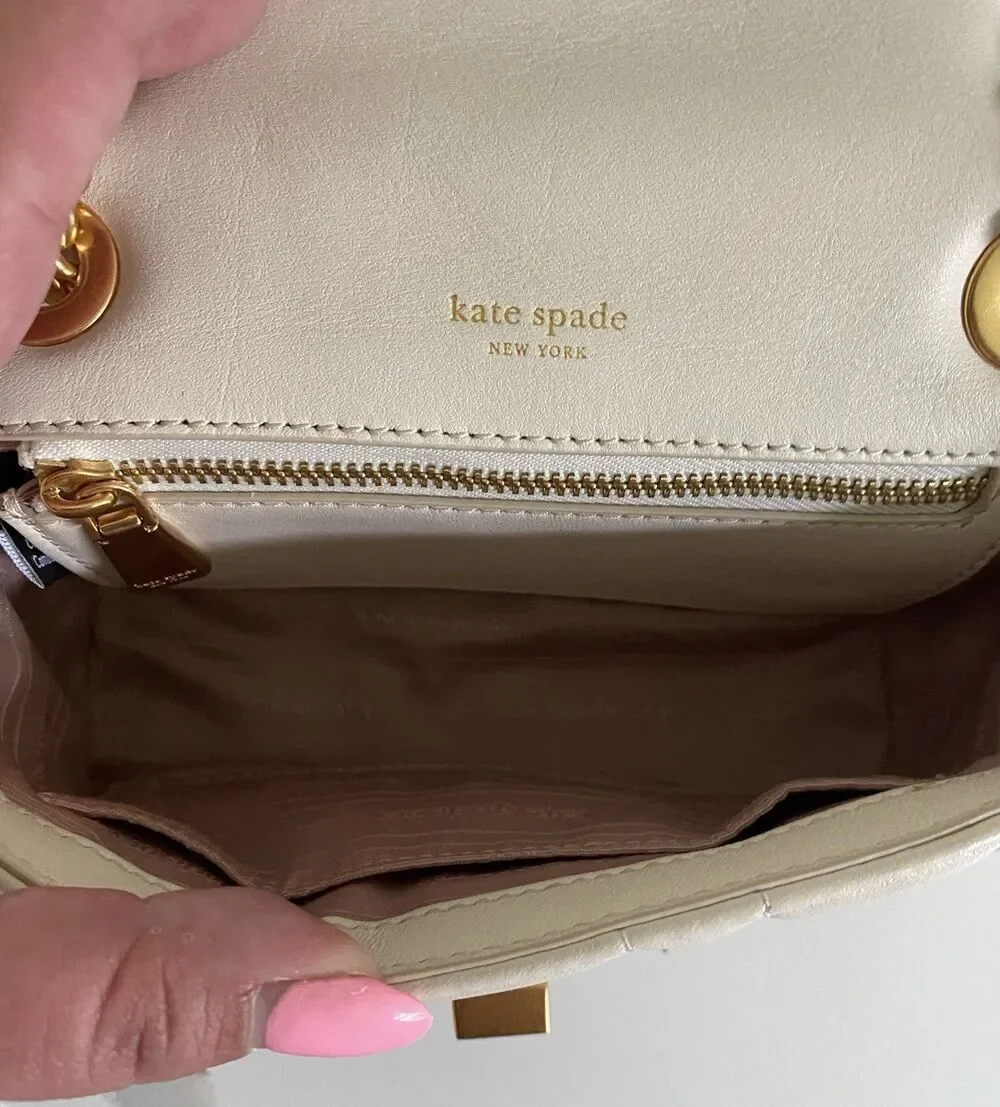 Kate Spade New York Evelyn Quilted Leather Small Shoulder Crossbody In Ivory